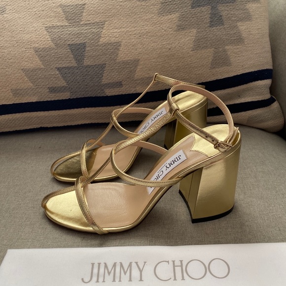 Jimmy Choo linley 85 cage strap sandals Gold NWT 35,36 - Picture 4 of 13